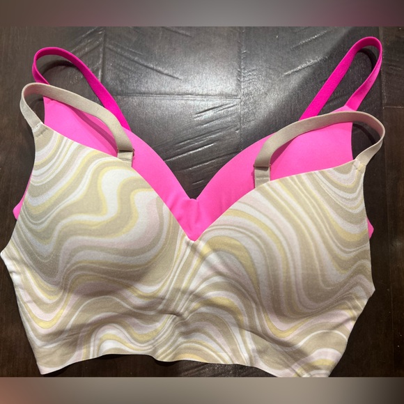 Victoria’s Secret Wireless Push Up Bralettes (2) Hot Pink + 70’s Style Neutrals - Picture 1 of 13